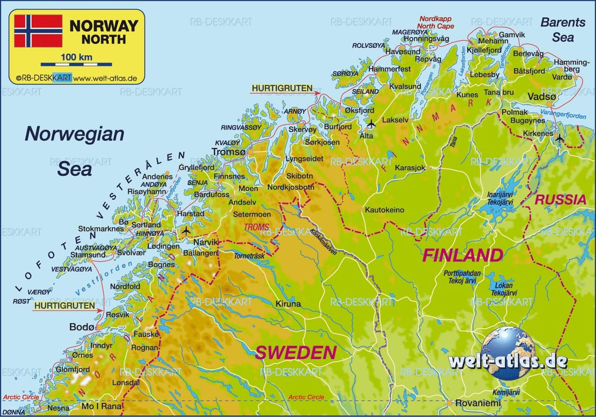 Карта на kirkenes Норвешка