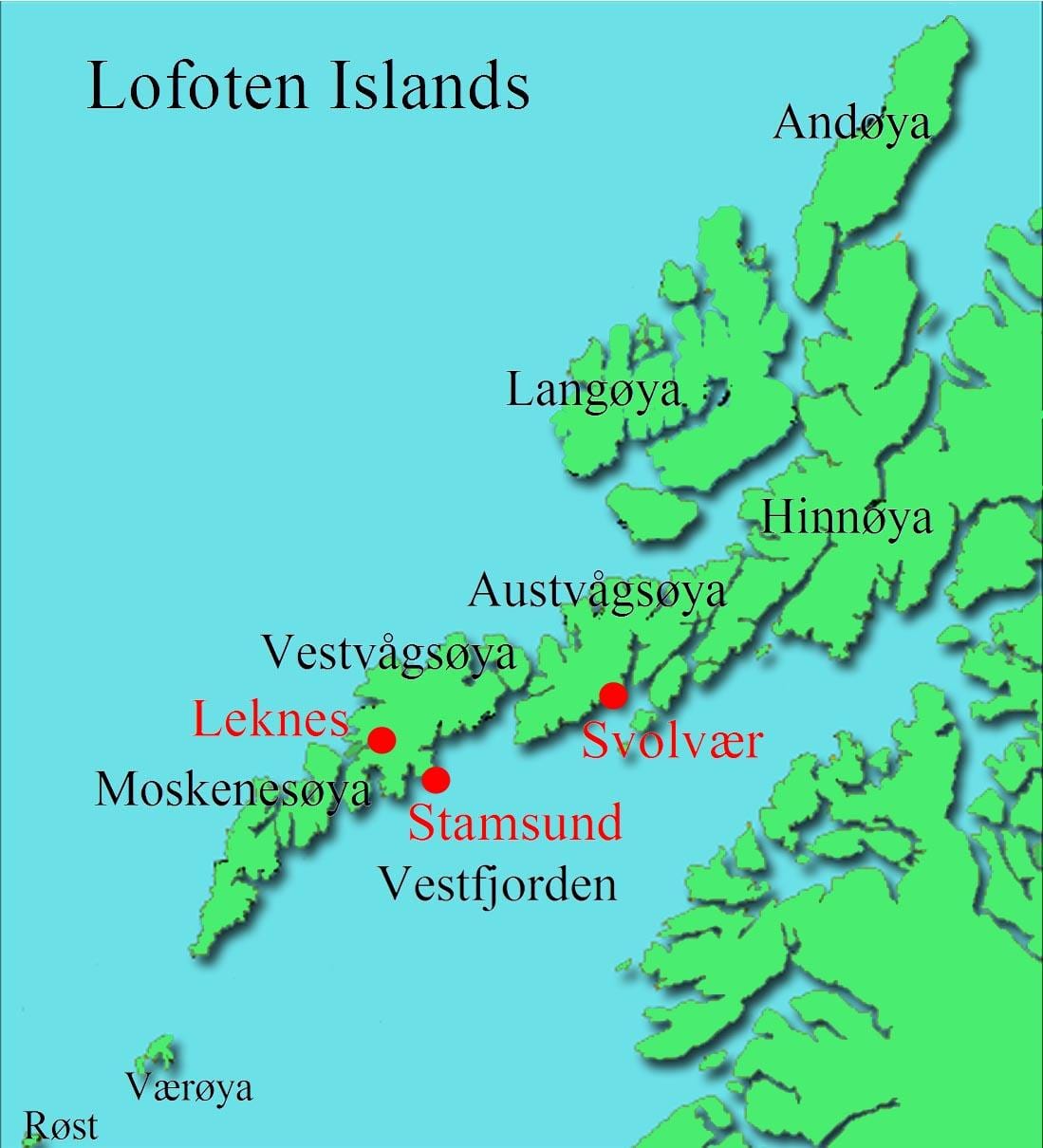 lofoten острови во Норвешка мапа