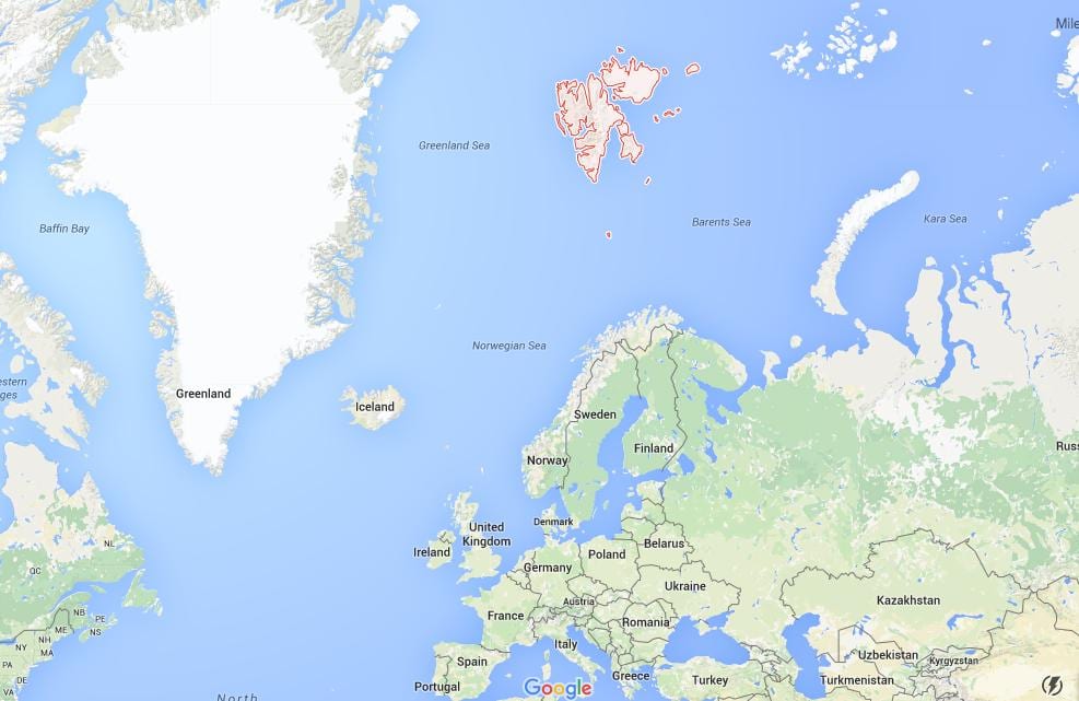 spitsbergen Норвешка мапа