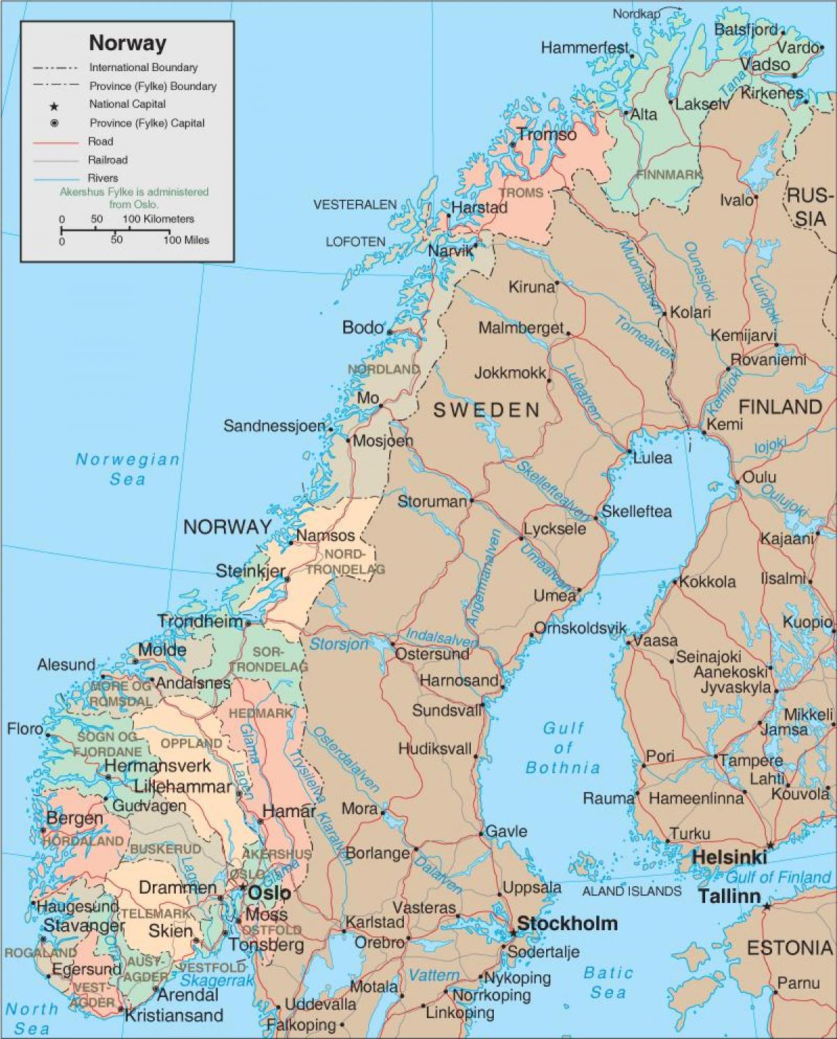 мапа на Норвешка