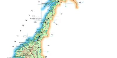Карта на Норвешка, на надморска височина