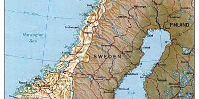 Детална карта на Норвешка со градови